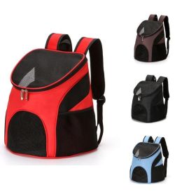 Portable Foldable Mesh Pet Carrier Dog Backpack Breathable Bag Dog Cat Large Capacity Outdoor Travel Carrier Double Shoulder Bag (Color: brown)