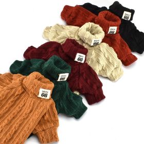Pet Turtleneck Knitted Sweater Winter Dog Cat Keep Warm (Color: Wine Red)
