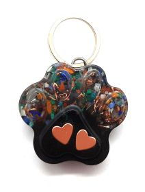 Calming Dog Charms EMF 5G Protection Paw Print over 25 pounds Chakra Crystals (Style: Two Hearts)