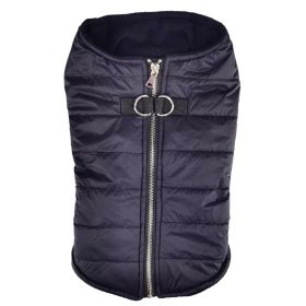 Zip-up Dog Puffer Vest (Color: black, size: X-Large)
